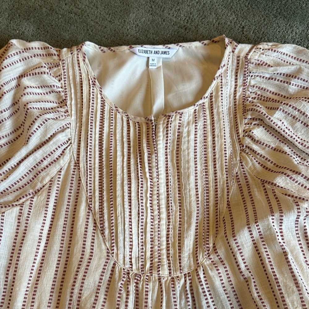 Elizabeth and James Women’s Cream and Burgundy Striped Dress - Picture 3 of 10